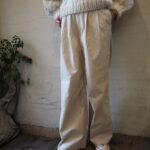 【kiira】Handmade fringe knit・Handmade cable knit・Corduroy tuck pants