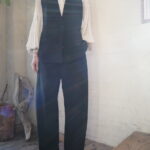 【 passione 】シングルジレ・バックプリーツブラウス・サイドタックパンツ・レザープレーンパンプス //