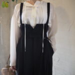 【 VERSEAU 】スーパーハイウェストパンツ・ノーカラーシルキーシャツ //