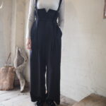 【 VERSEAU 】スーパーハイウェストパンツ・ノーカラーシルキーシャツ //