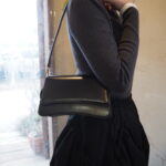 ボトルネックリブknit＆2wayクラッチバック【VERSEAU】ギャザーボリュームスカート