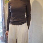 ボトルネックリブknit＆2wayクラッチバック【VERSEAU】ギャザーボリュームスカート