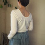 【 ETRÉ TOKYO 】オーガニックコットンUネックロンTee・デニムタックワイドパンツ