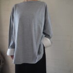 【 ETRÉ TOKYO 】ボートネックカフスロンTee・ダブルフェイスIラインスカート