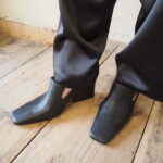 【RIM.ARK】Big puff sleeve denim JK・Leather square toe heel