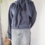 【PROTAGONISTA】スカーフ付きスエット・ショートニットプルオーバー