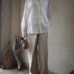 【ETRÉ TOKYO】シアーコットンシャツ/ヘンリーネックシアーニットプルオーバー